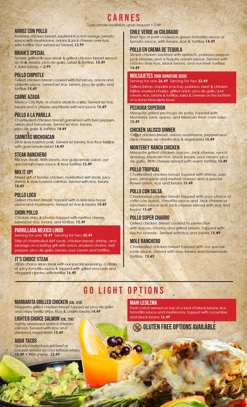 Jose Tequilas Authentic Mexican Cuisine Jose Tequilas Menu